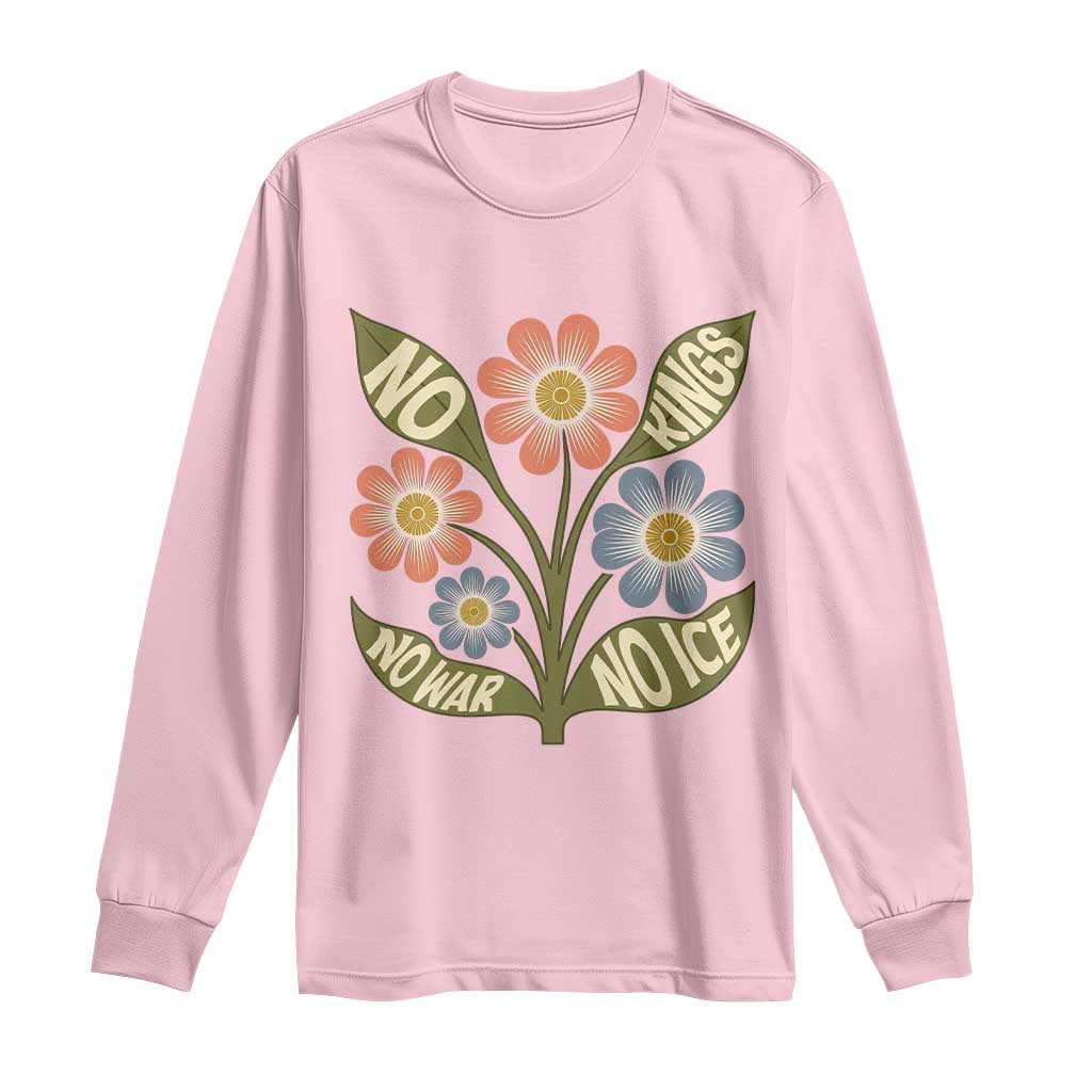 Wildflower Freedom Protest Long Sleeve Shirt No Kings No Wars No Ice