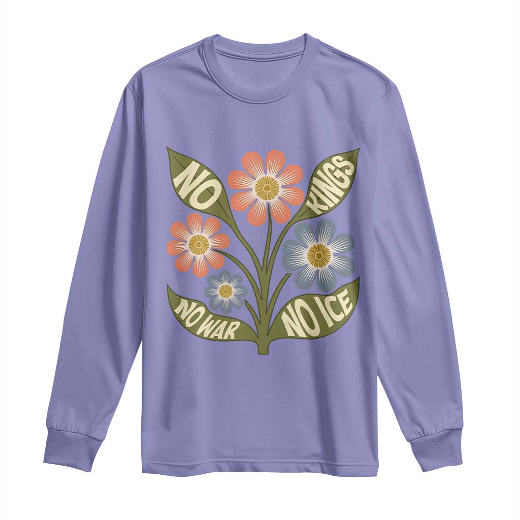 Wildflower Freedom Protest Long Sleeve Shirt No Kings No Wars No Ice