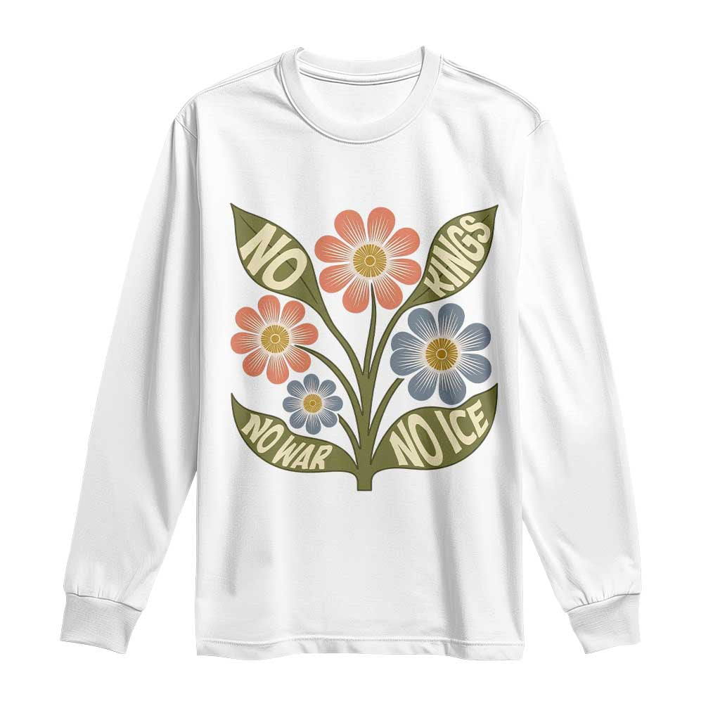 Wildflower Freedom Protest Long Sleeve Shirt No Kings No Wars No Ice