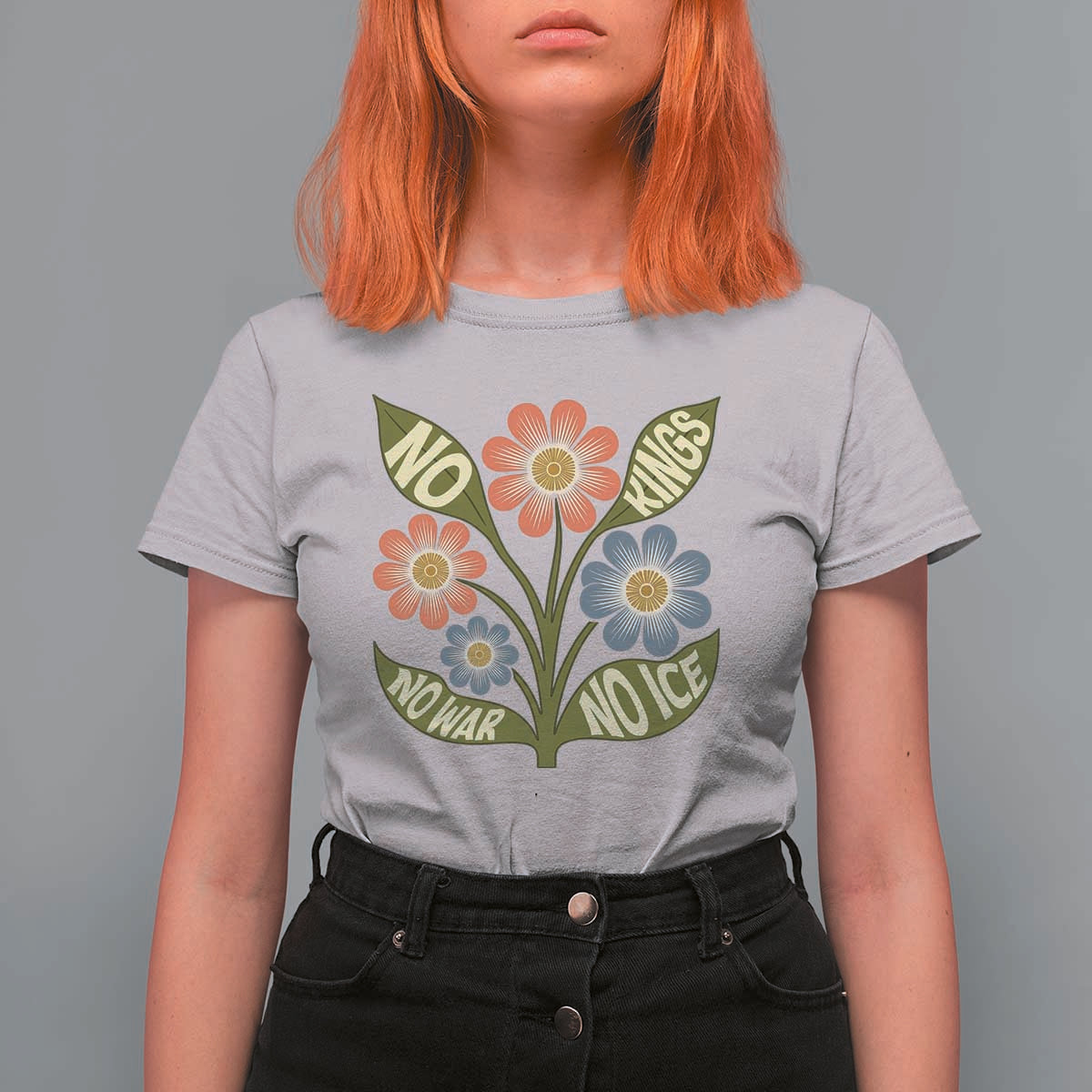 Wildflower Freedom Protest T Shirt For Women No Kings No Wars No Ice