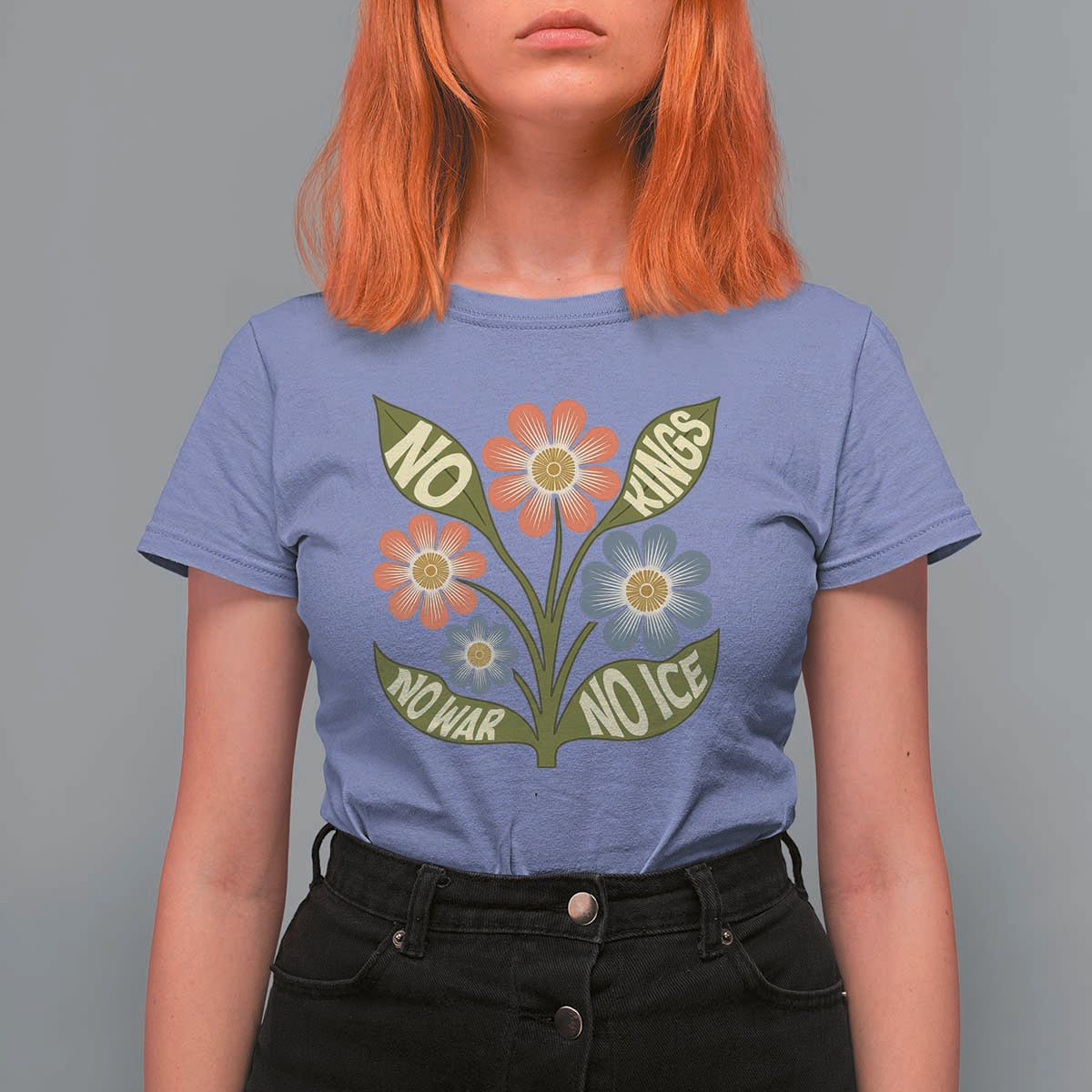 Wildflower Freedom Protest T Shirt For Women No Kings No Wars No Ice