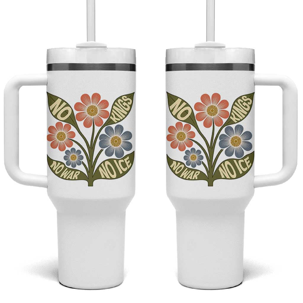 Wildflower Freedom Protest Tumbler With Handle No Kings No Wars No Ice