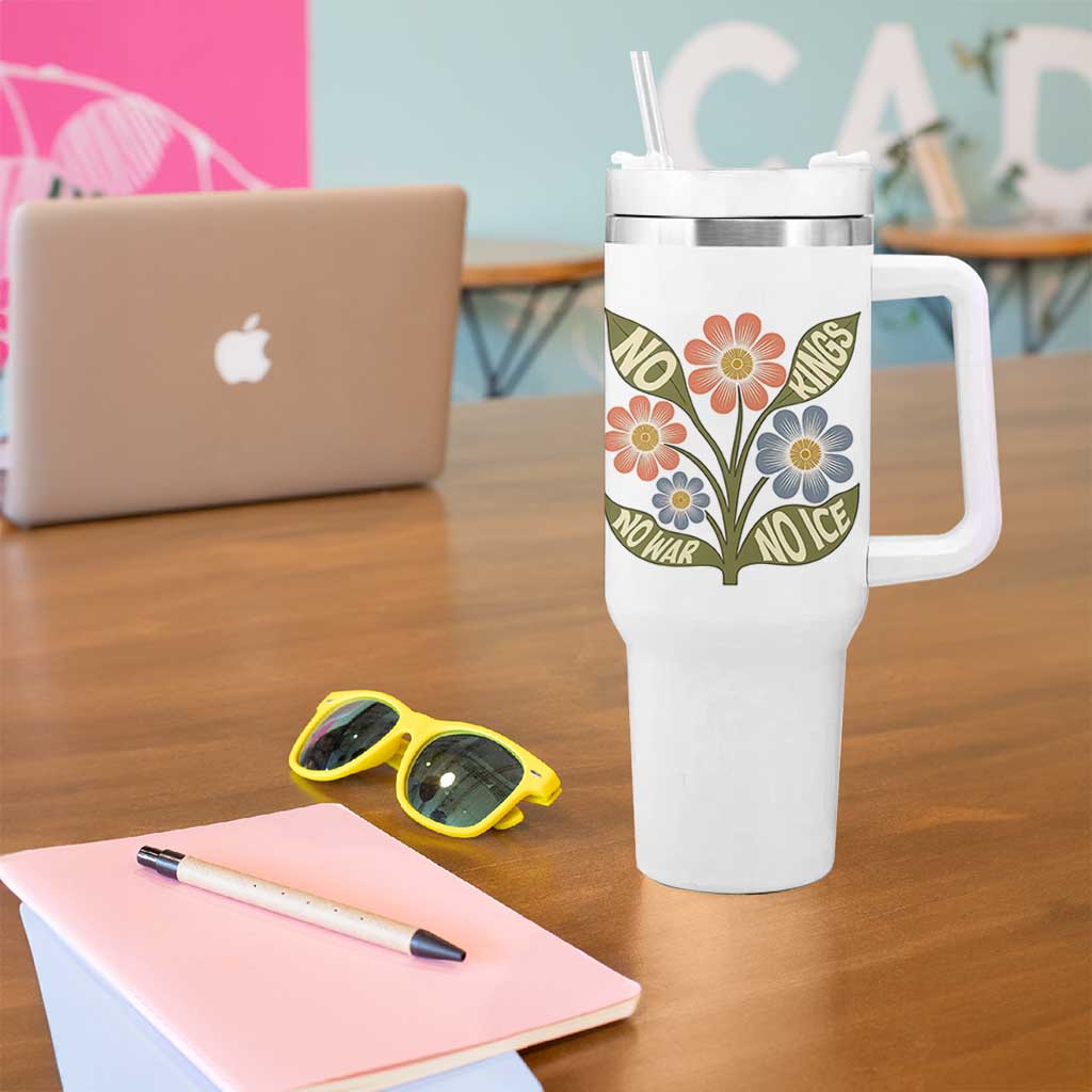 Wildflower Freedom Protest Tumbler With Handle No Kings No Wars No Ice