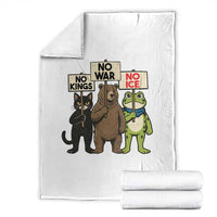 Funny Animal Protest Throw Blanket No Kings No Wars No Ice