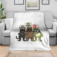 Funny Animal Protest Throw Blanket No Kings No Wars No Ice
