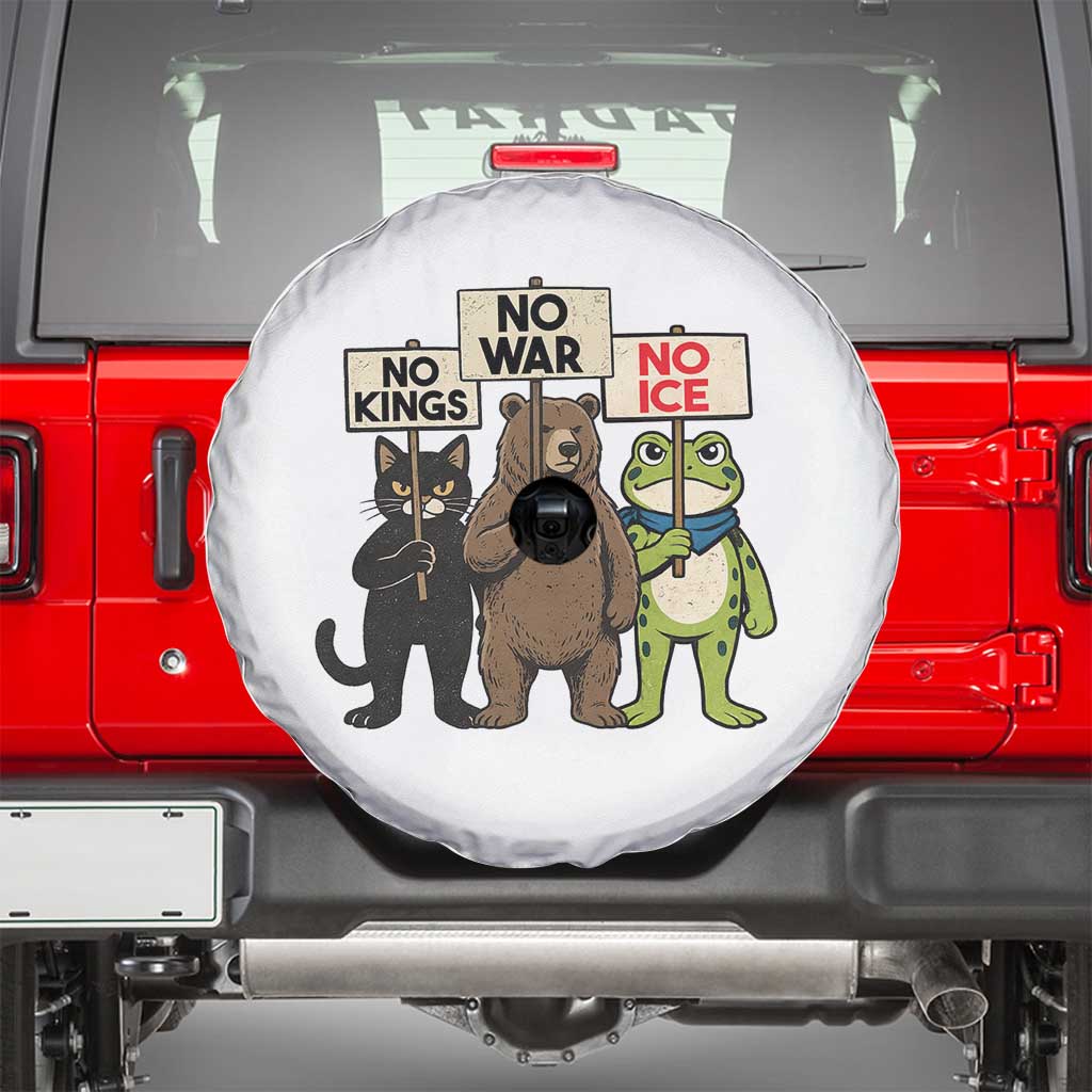 Funny Animal Protest Spare Tire Cover No Kings No Wars No Ice