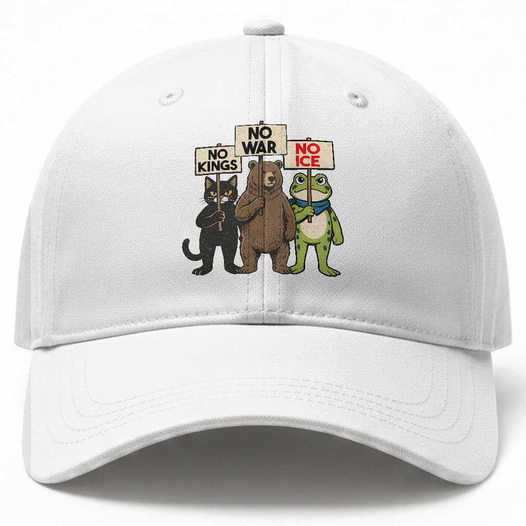Funny Animal Protest Baseball Cap No Kings No Wars No Ice