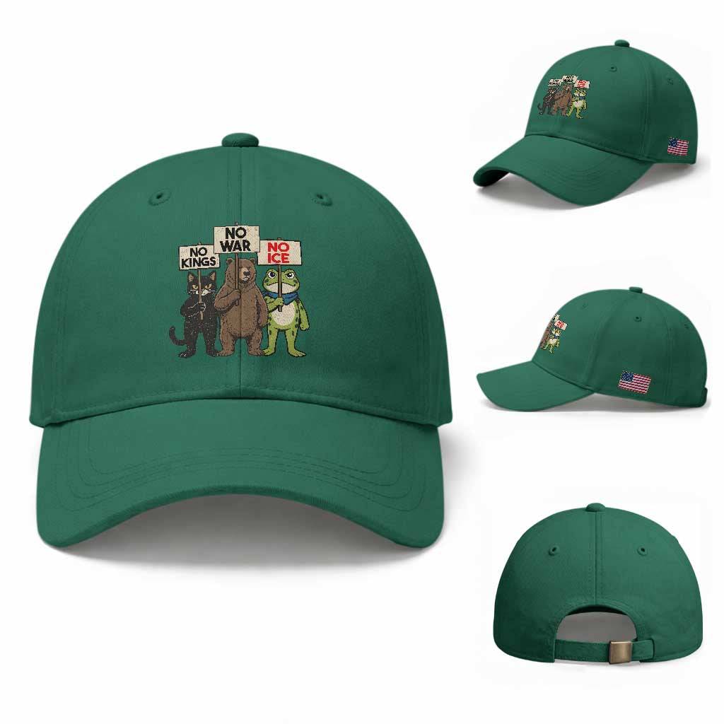 Funny Animal Protest Baseball Cap No Kings No Wars No Ice