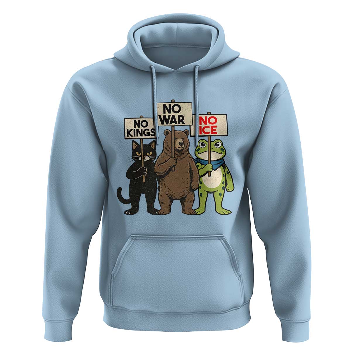 Funny Animal Protest Hoodie No Kings No Wars No Ice