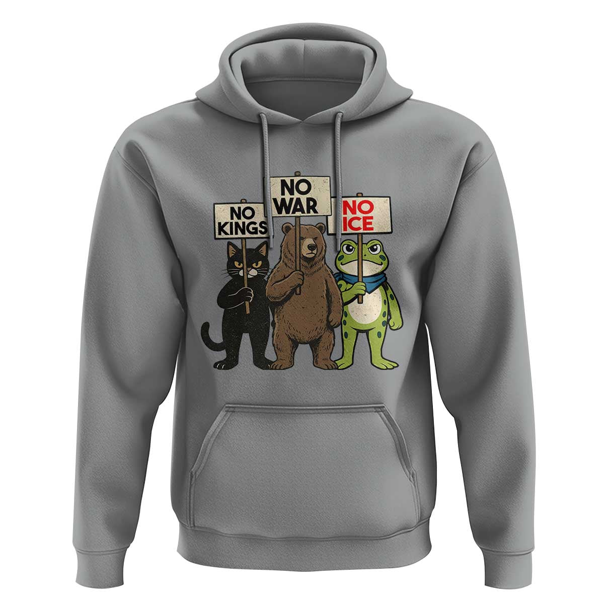 Funny Animal Protest Hoodie No Kings No Wars No Ice