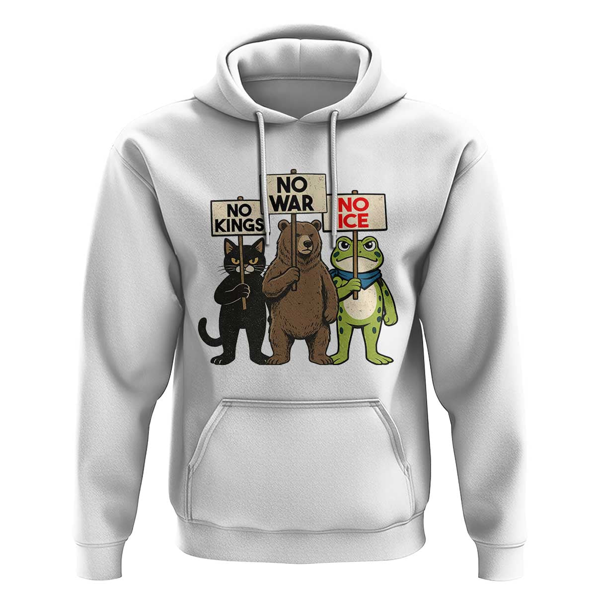 Funny Animal Protest Hoodie No Kings No Wars No Ice