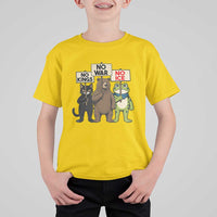 Funny Animal Protest T Shirt For Kid No Kings No Wars No Ice