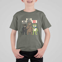 Funny Animal Protest T Shirt For Kid No Kings No Wars No Ice