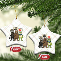 Funny Animal Protest Ceramic Ornament No Kings No Wars No Ice