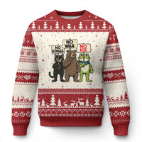 Funny Animal Protest Ugly Christmas Sweater No Kings No Wars No Ice
