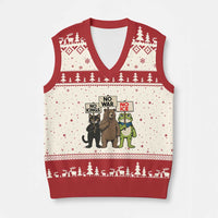Funny Animal Protest V-Neck Knit Sweater Vest No Kings No Wars No Ice