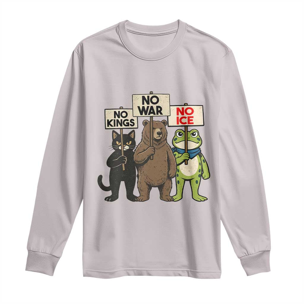 Funny Animal Protest Long Sleeve Shirt No Kings No Wars No Ice
