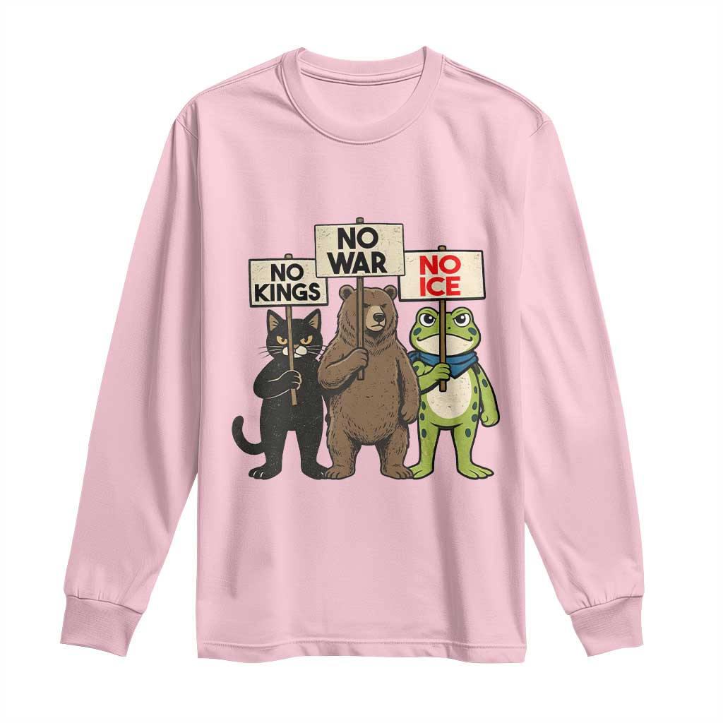 Funny Animal Protest Long Sleeve Shirt No Kings No Wars No Ice