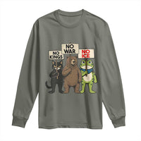 Funny Animal Protest Long Sleeve Shirt No Kings No Wars No Ice