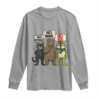 Funny Animal Protest Long Sleeve Shirt No Kings No Wars No Ice