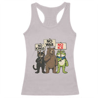 Funny Animal Protest Racerback Tank Top No Kings No Wars No Ice