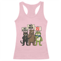 Funny Animal Protest Racerback Tank Top No Kings No Wars No Ice