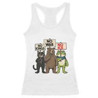Funny Animal Protest Racerback Tank Top No Kings No Wars No Ice