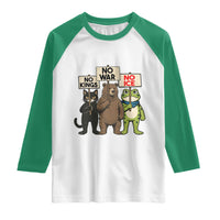 Funny Animal Protest Raglan Shirt No Kings No Wars No Ice