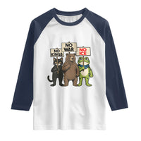 Funny Animal Protest Raglan Shirt No Kings No Wars No Ice
