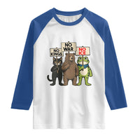 Funny Animal Protest Raglan Shirt No Kings No Wars No Ice