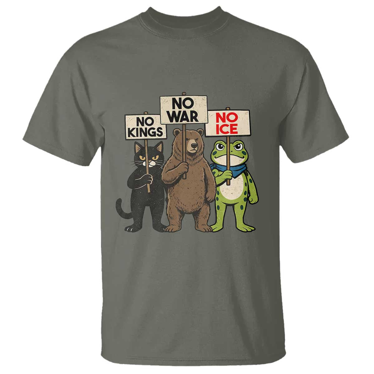 Funny Animal Protest T Shirt No Kings No Wars No Ice