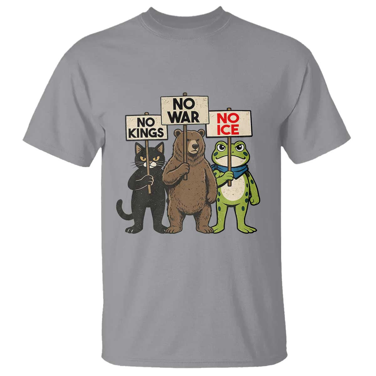 Funny Animal Protest T Shirt No Kings No Wars No Ice