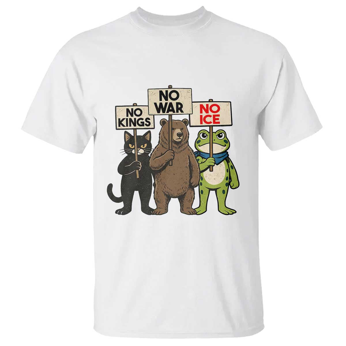 Funny Animal Protest T Shirt No Kings No Wars No Ice