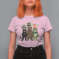 Funny Animal Protest T Shirt For Women No Kings No Wars No Ice