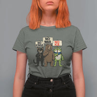 Funny Animal Protest T Shirt For Women No Kings No Wars No Ice