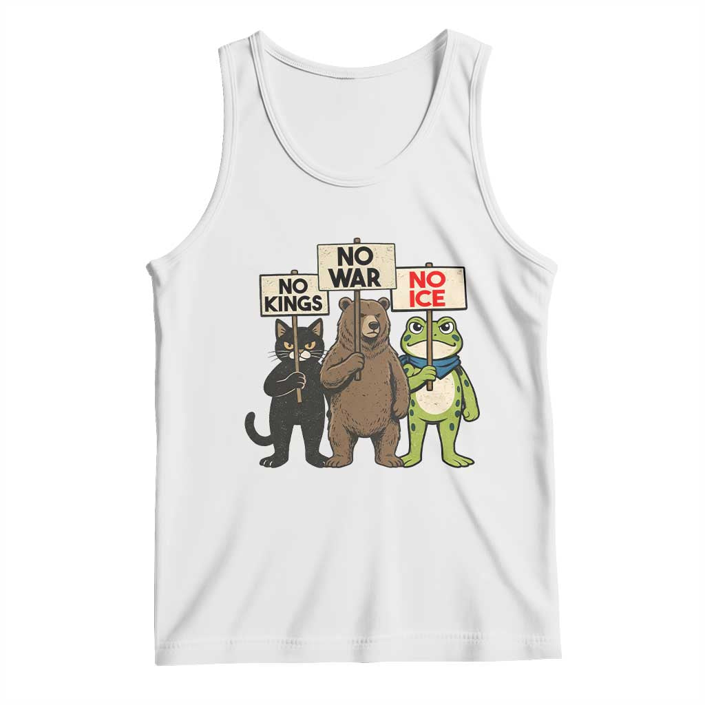 Funny Animal Protest Tank Top No Kings No Wars No Ice