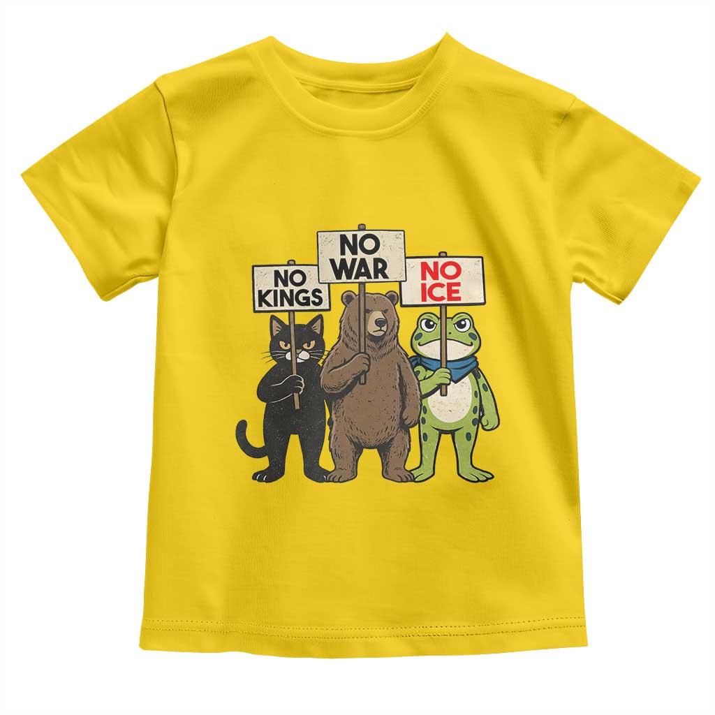 Funny Animal Protest Toddler T Shirt No Kings No Wars No Ice