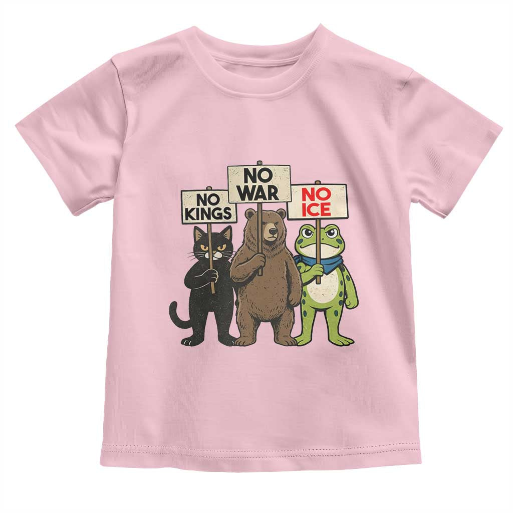 Funny Animal Protest Toddler T Shirt No Kings No Wars No Ice