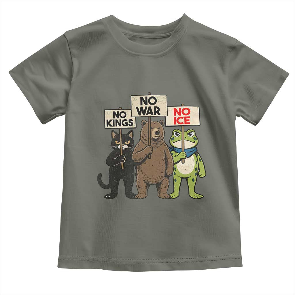 Funny Animal Protest Toddler T Shirt No Kings No Wars No Ice