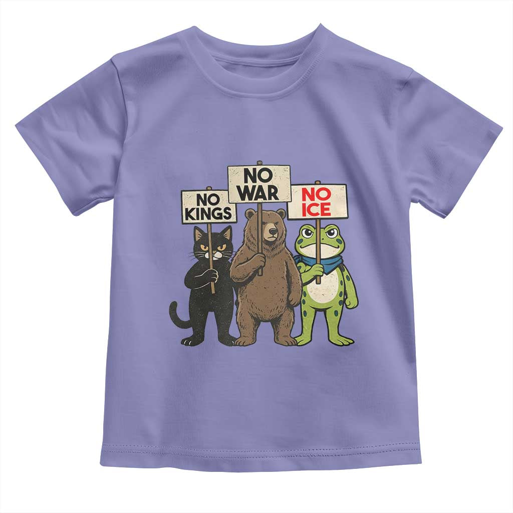 Funny Animal Protest Toddler T Shirt No Kings No Wars No Ice
