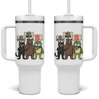 Funny Animal Protest Tumbler With Handle No Kings No Wars No Ice