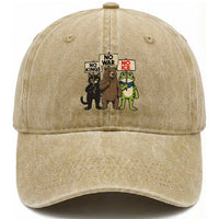 Funny Animal Protest Washed Cotton Baseball Cap No Kings No Wars No Ice