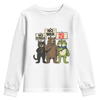 Funny Animal Protest Youth Sweatshirt No Kings No Wars No Ice