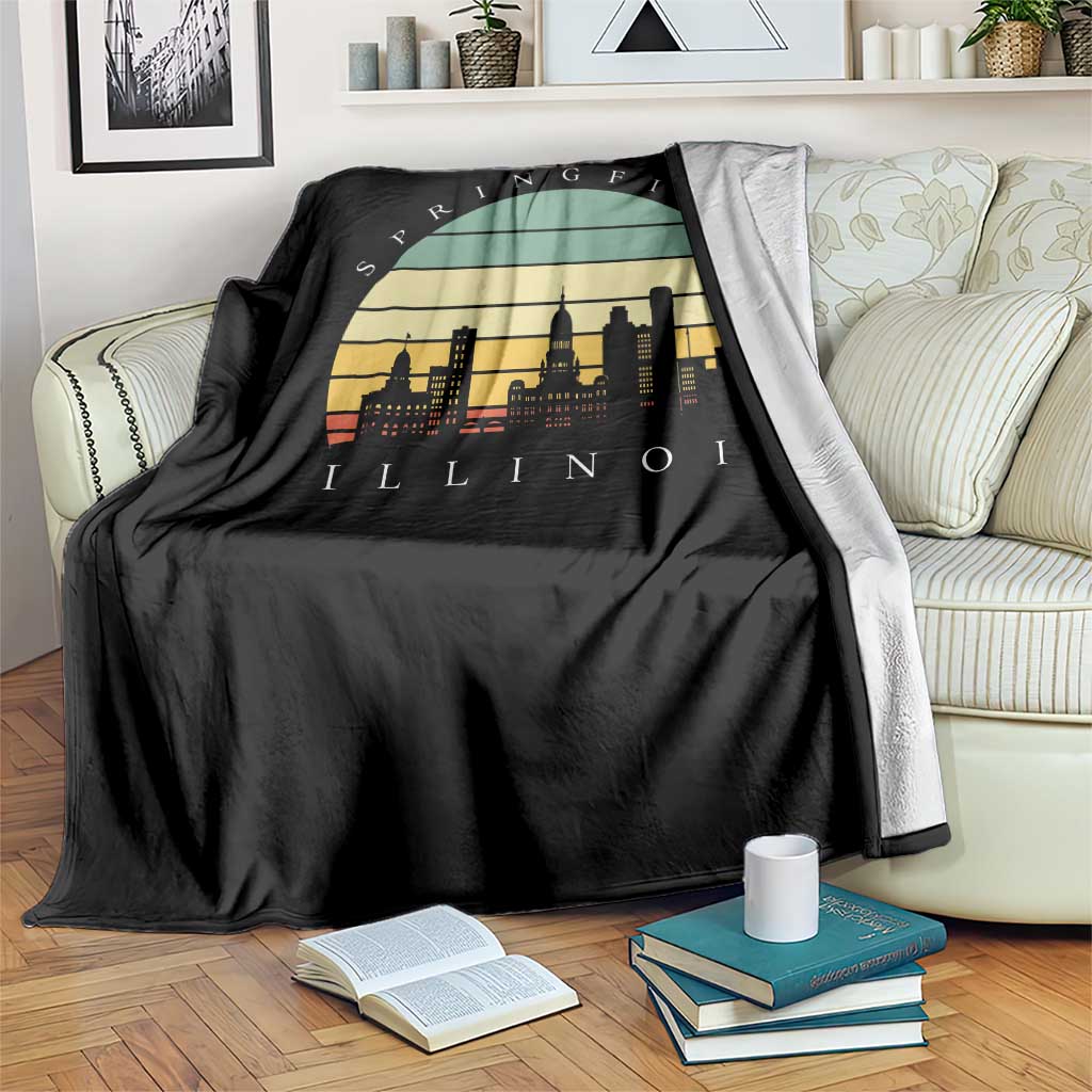 Vintage Springfield Illinois Pride Throw Blanket Scenic Cityscape Gift
