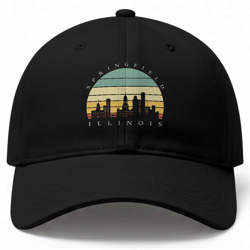 Vintage Springfield Illinois Pride Baseball Cap Scenic Cityscape Gift