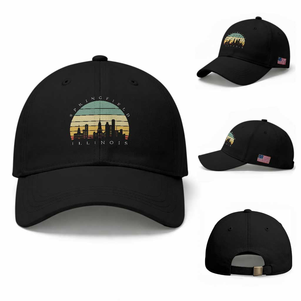 Vintage Springfield Illinois Pride Baseball Cap Scenic Cityscape Gift