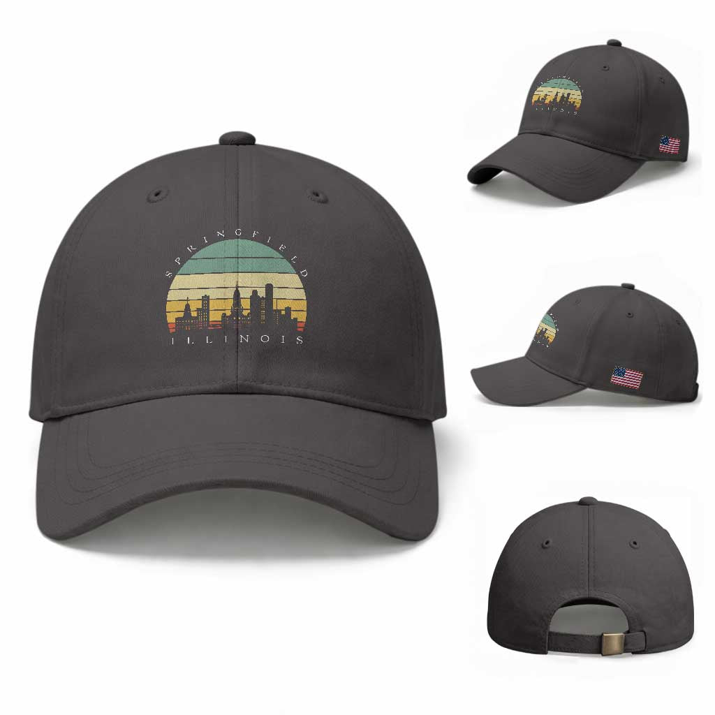 Vintage Springfield Illinois Pride Baseball Cap Scenic Cityscape Gift