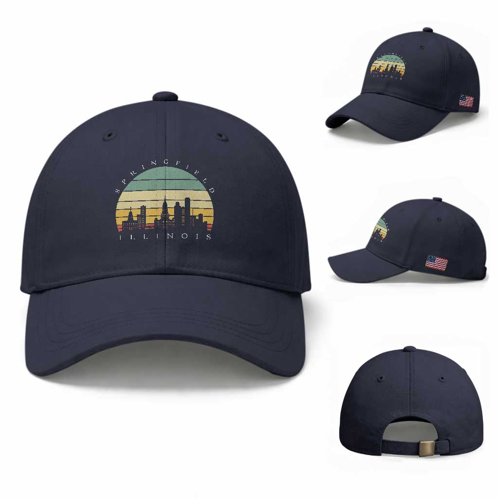 Vintage Springfield Illinois Pride Baseball Cap Scenic Cityscape Gift