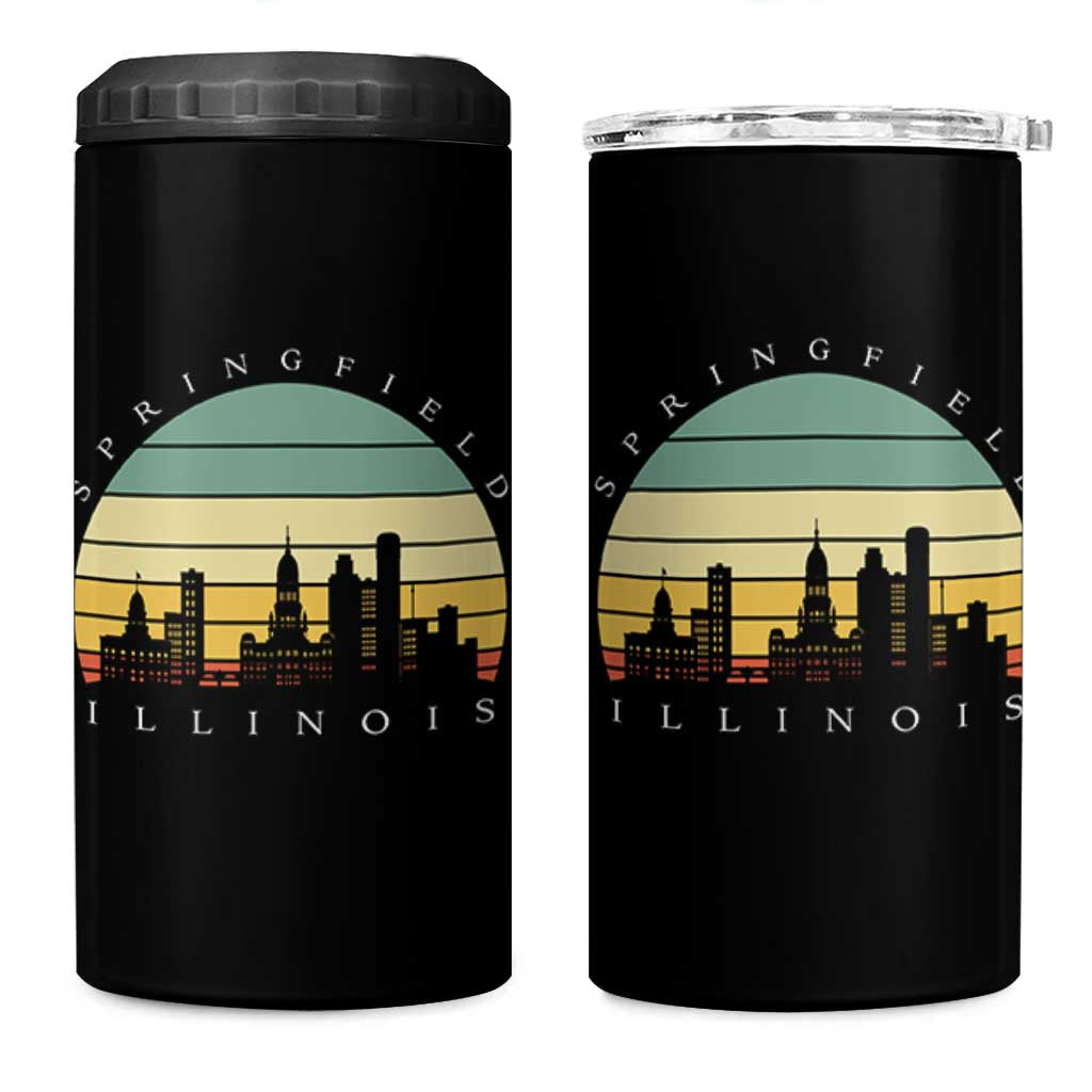 Vintage Springfield Illinois Pride 4 in 1 Can Cooler Tumbler Scenic Cityscape Gift