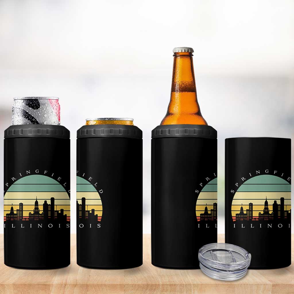 Vintage Springfield Illinois Pride 4 in 1 Can Cooler Tumbler Scenic Cityscape Gift